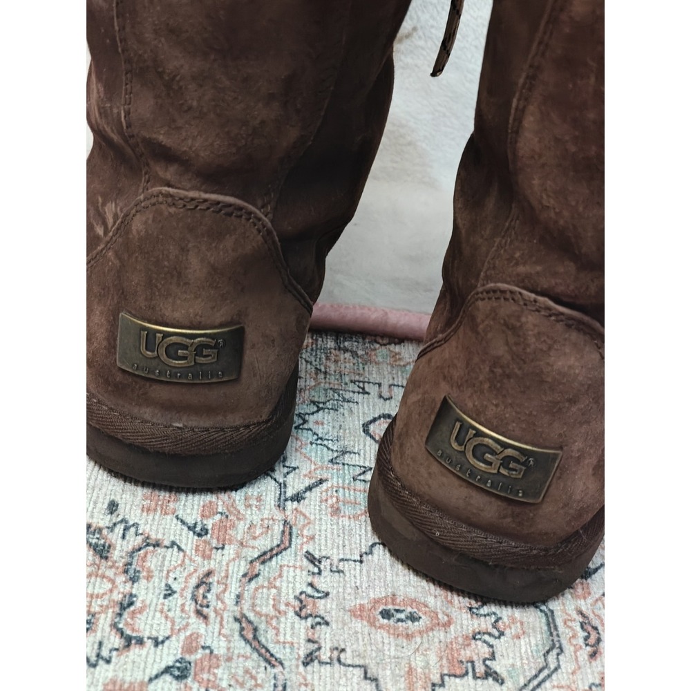 UGG Uptown II 5190 Tall Snow Boots Brown Suede Sheepskin Lined Women's Size 7 - Picture 4 of 11
